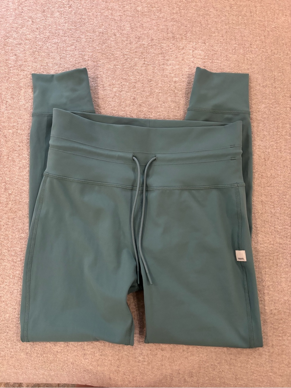 Vuori Teal Green High-Rise Drawstring Leggings